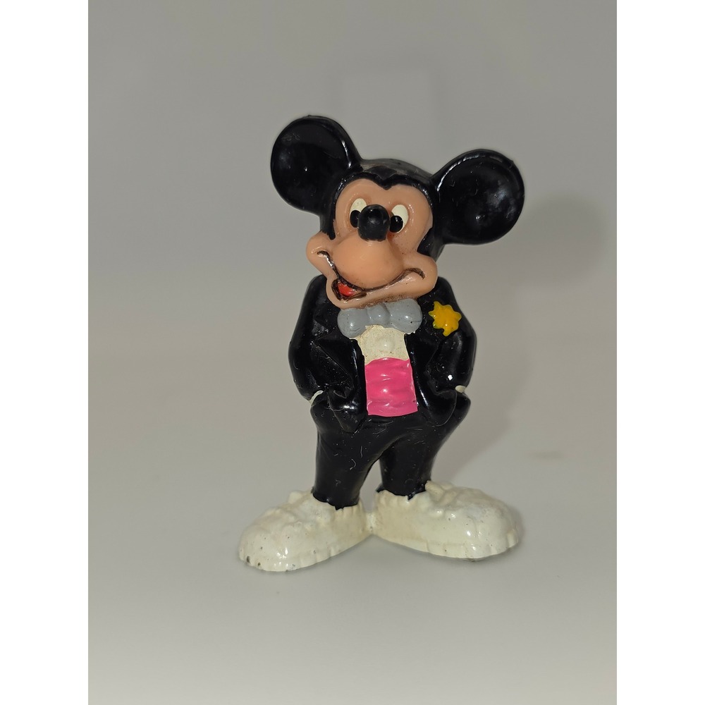 Disney PVC Figurine 2in Black Fair Vintage Applause Mickey Mouse Tuxedo Sneaker